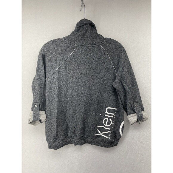 Calvin Klein Womens Sweatshirt Gray Extra Small XS Roll Tab Sleeves Logo - Picture 6 of 11